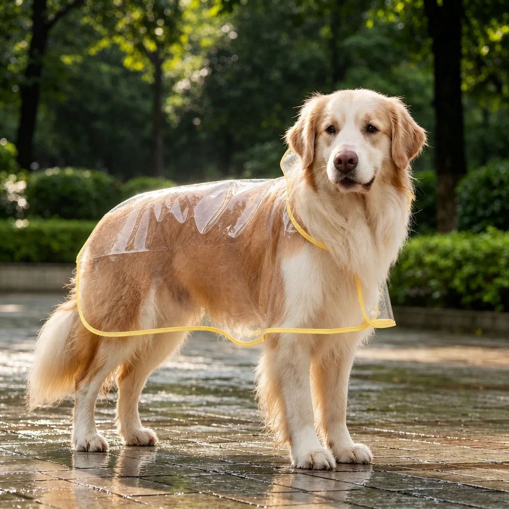 Transparent Hooded Raincoat for Dogs