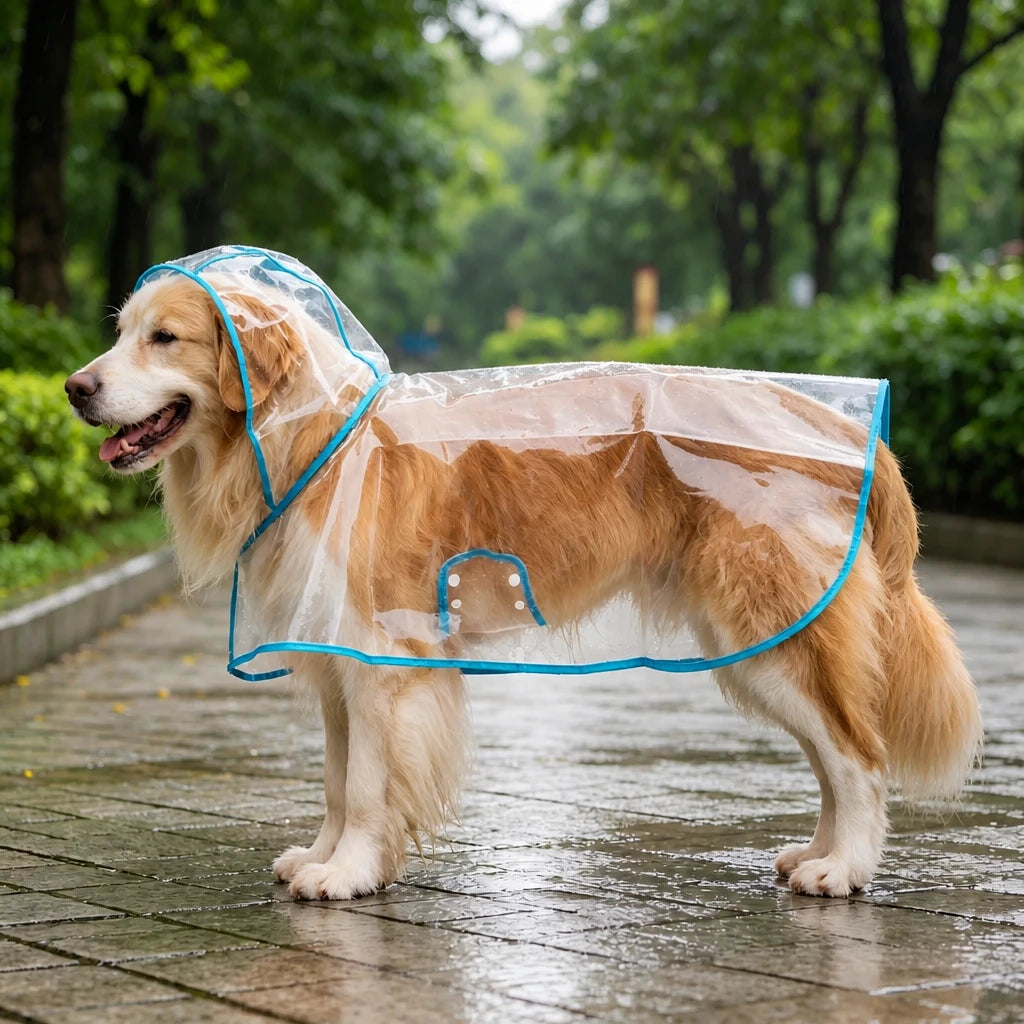 Transparent Hooded Raincoat for Dogs