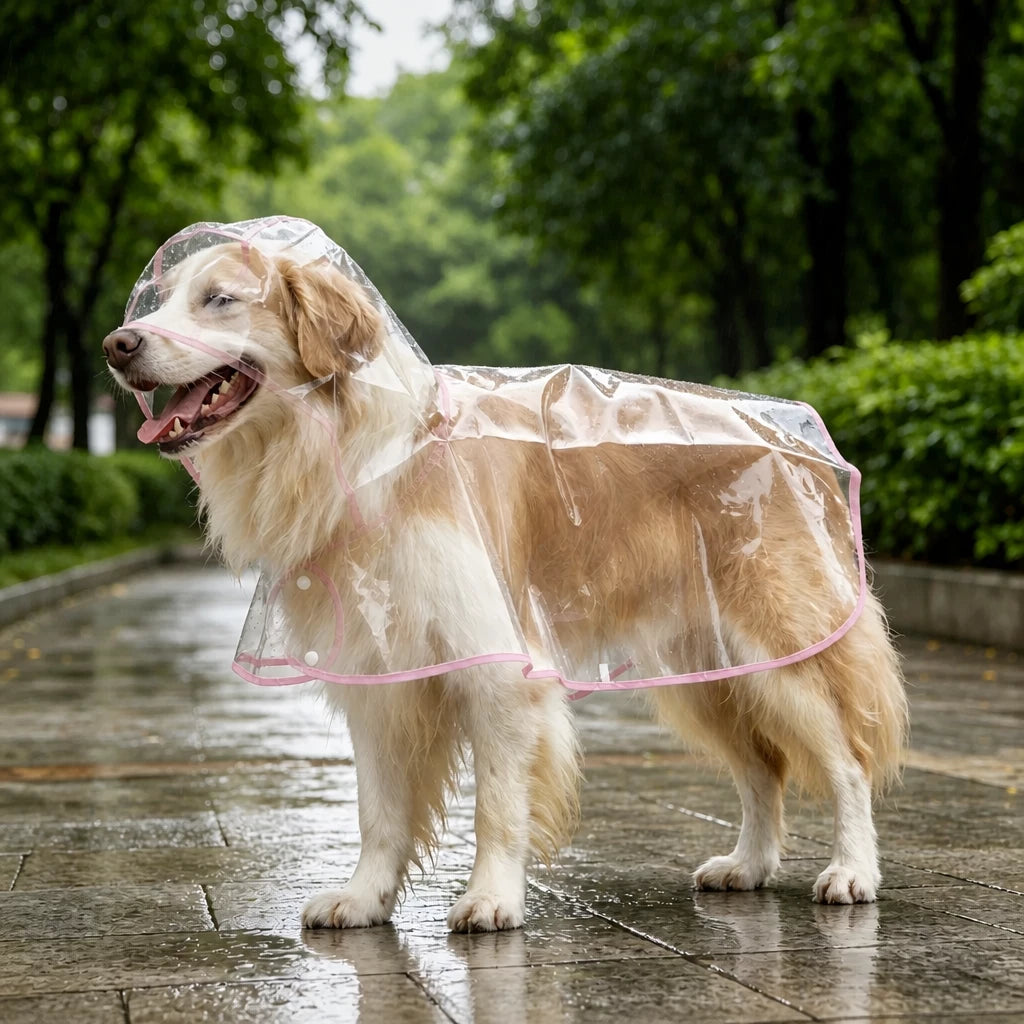 Transparent Hooded Raincoat for Dogs