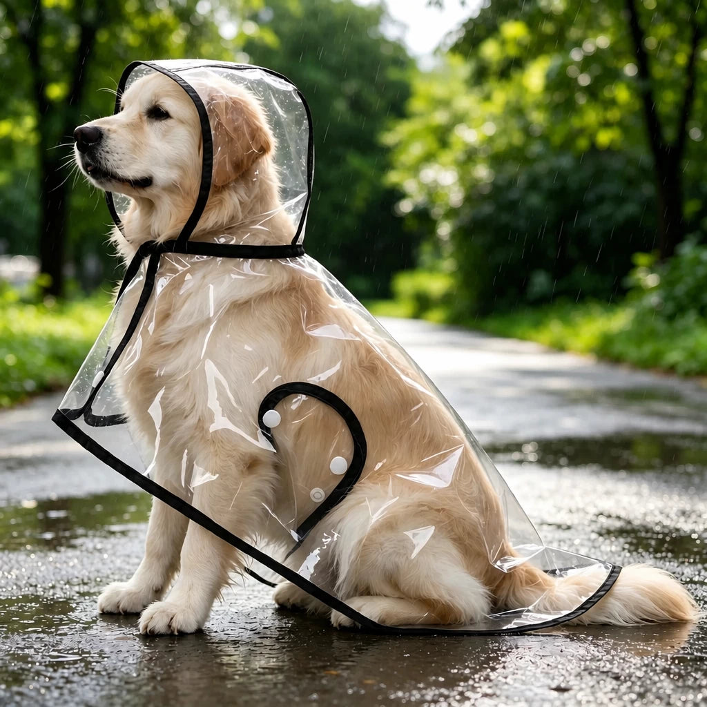 Transparent Hooded Raincoat for Dogs