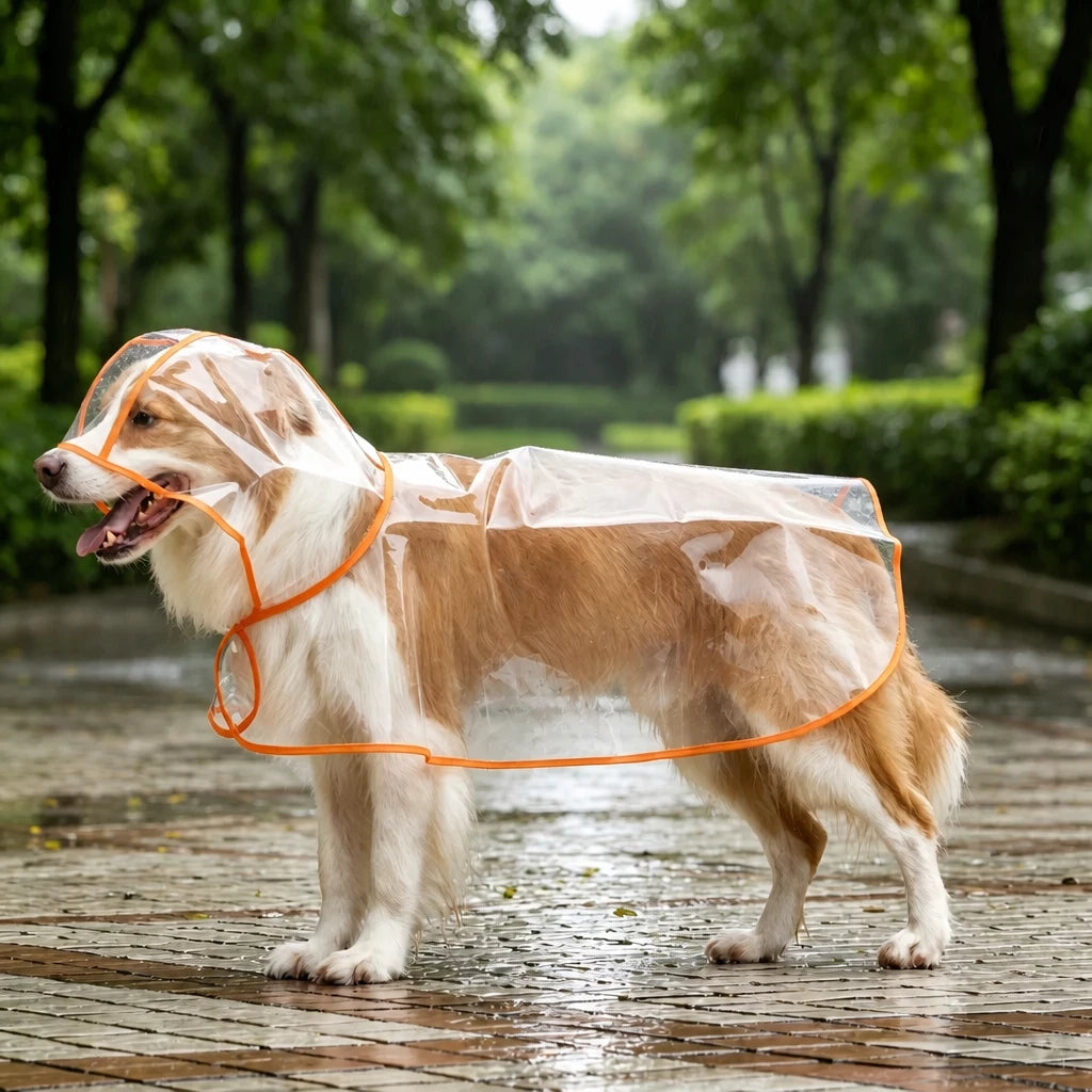 Transparent Hooded Raincoat for Dogs