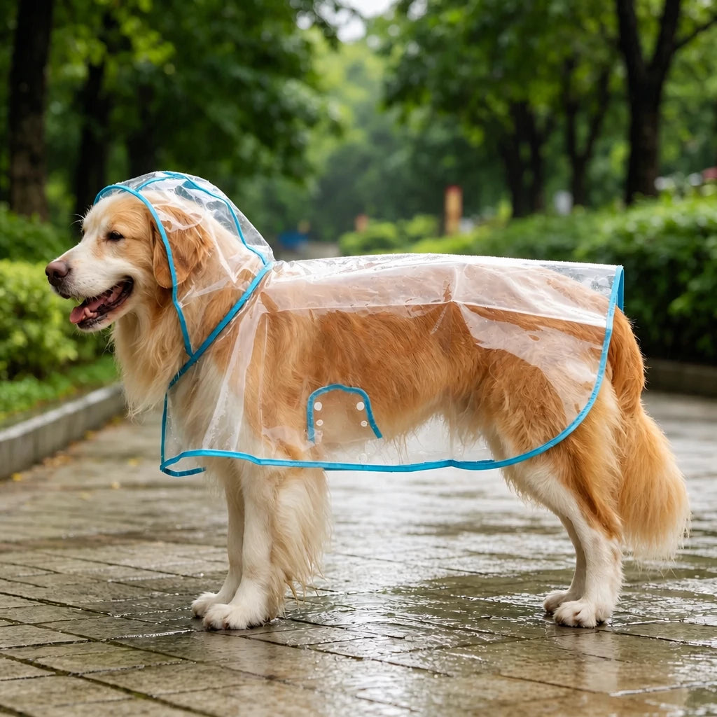 Transparent Hooded Raincoat for Dogs