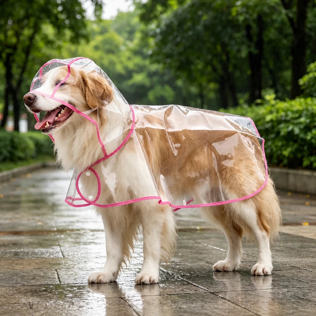 Transparent Hooded Raincoat for Dogs
