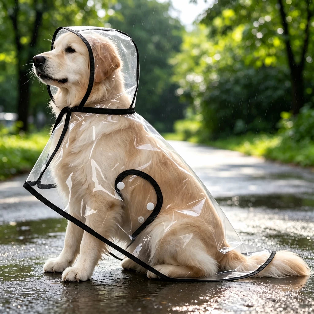Transparent Hooded Raincoat for Dogs
