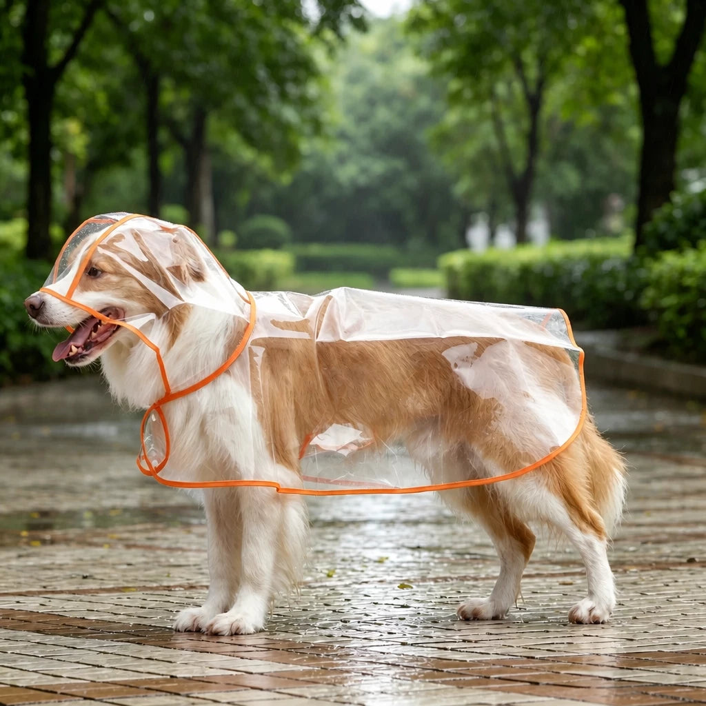 Transparent Hooded Raincoat for Dogs
