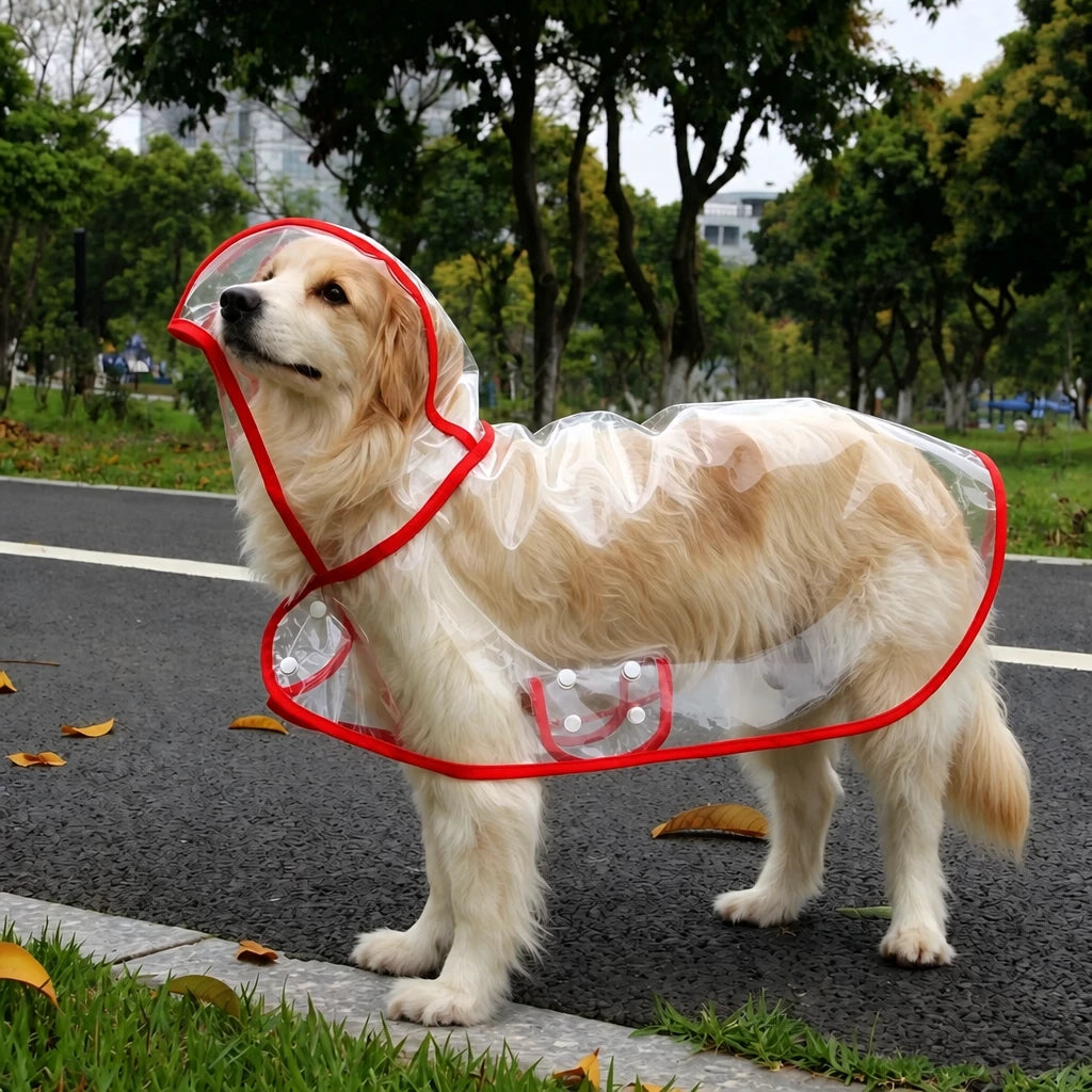 Transparent Hooded Raincoat for Dogs
