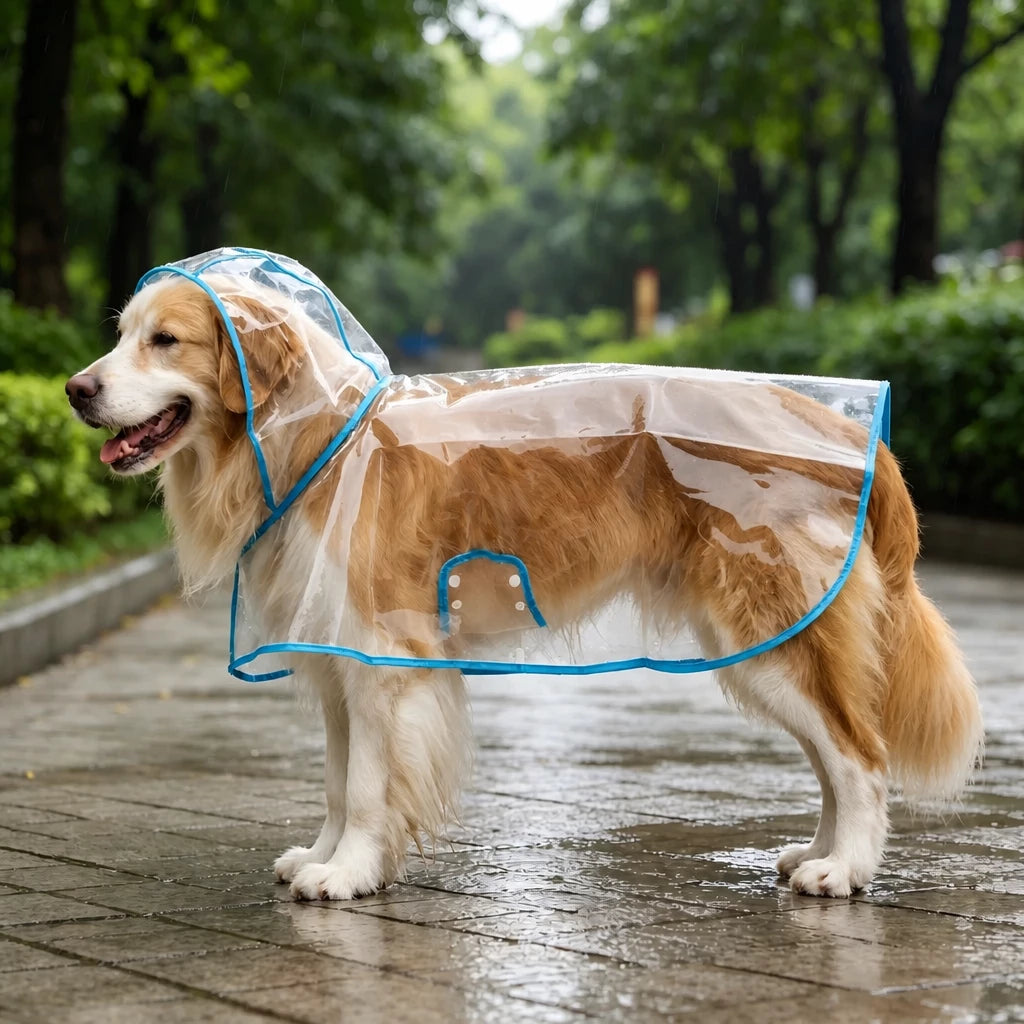 Transparent Hooded Raincoat for Dogs