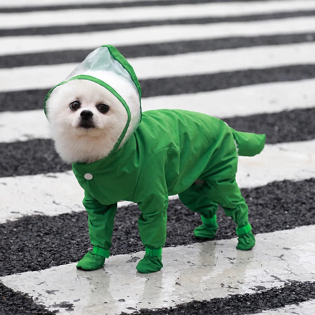 Waterproof Full-Coverage Raincoat with Leg Coverage for Small Dogs