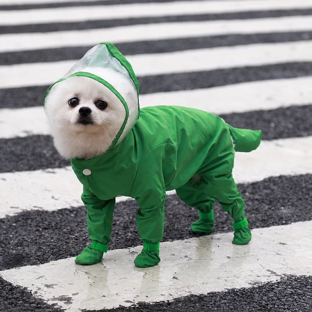 Waterproof Full-Coverage Raincoat with Leg Coverage for Small Dogs
