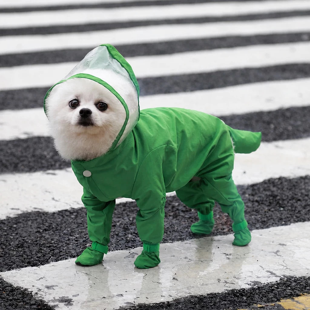 Waterproof Full-Coverage Raincoat with Leg Coverage for Small Dogs