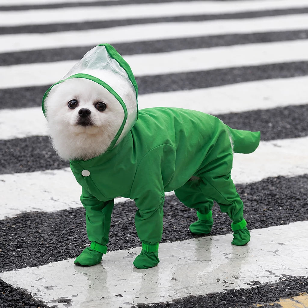 Waterproof Full-Coverage Raincoat with Leg Coverage for Small Dogs