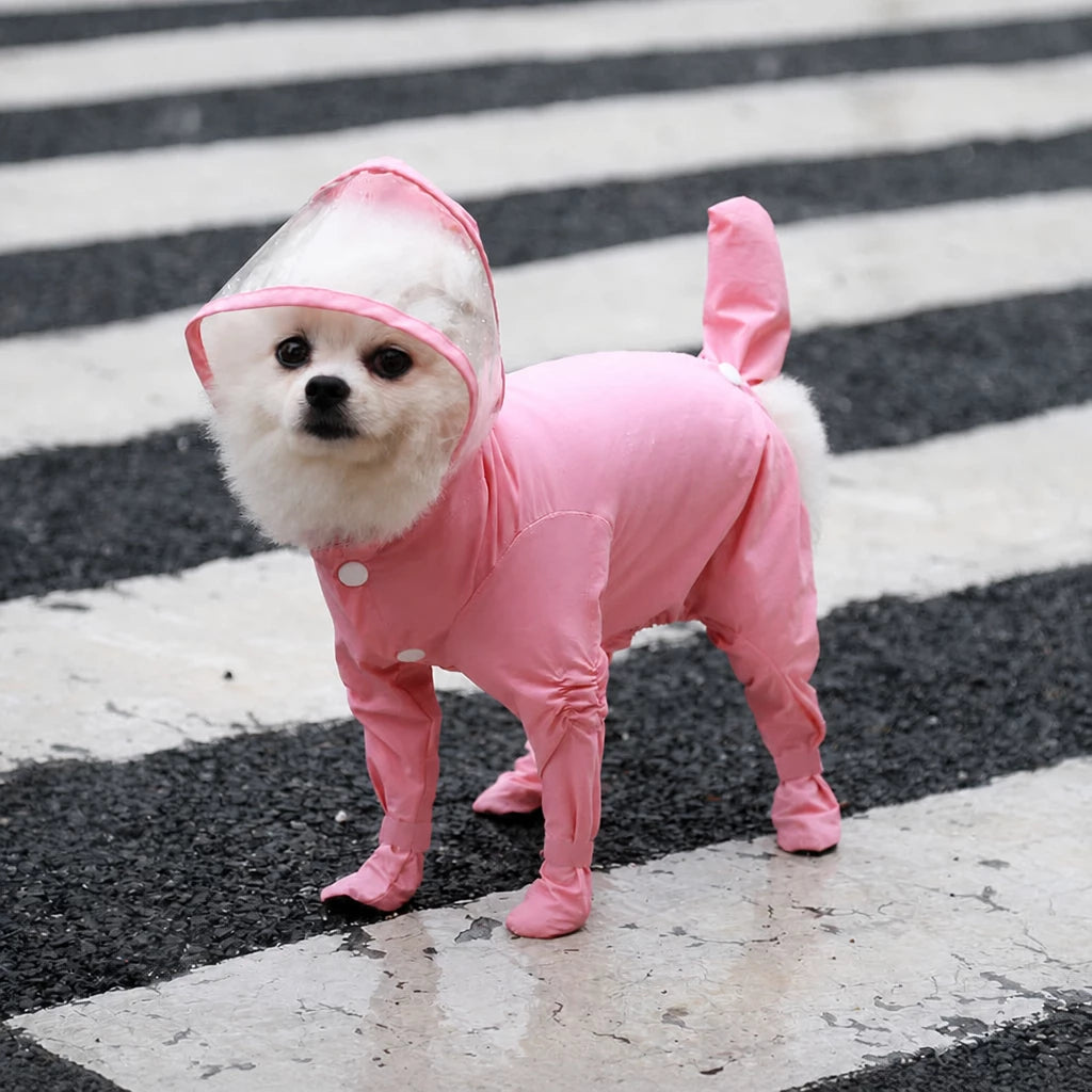 Waterproof Full-Coverage Raincoat with Leg Coverage for Small Dogs