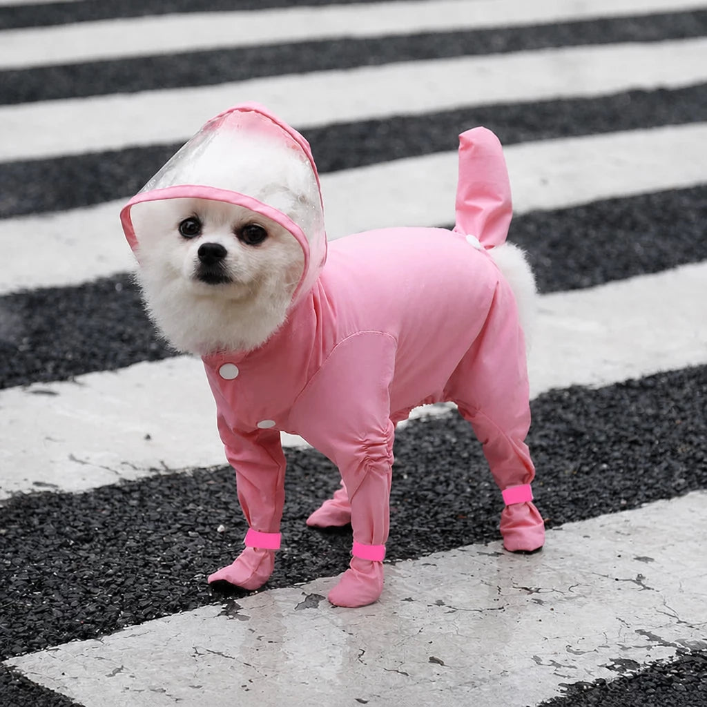 Waterproof Full-Coverage Raincoat with Leg Coverage for Small Dogs