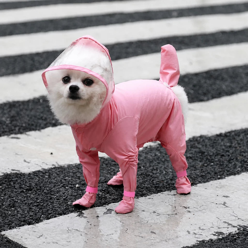 Waterproof Full-Coverage Raincoat with Leg Coverage for Small Dogs