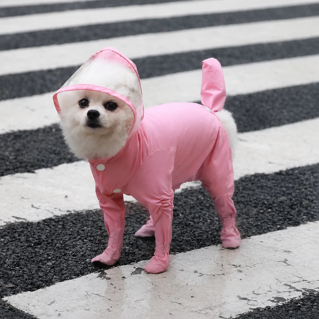 Waterproof Full-Coverage Raincoat with Leg Coverage for Small Dogs