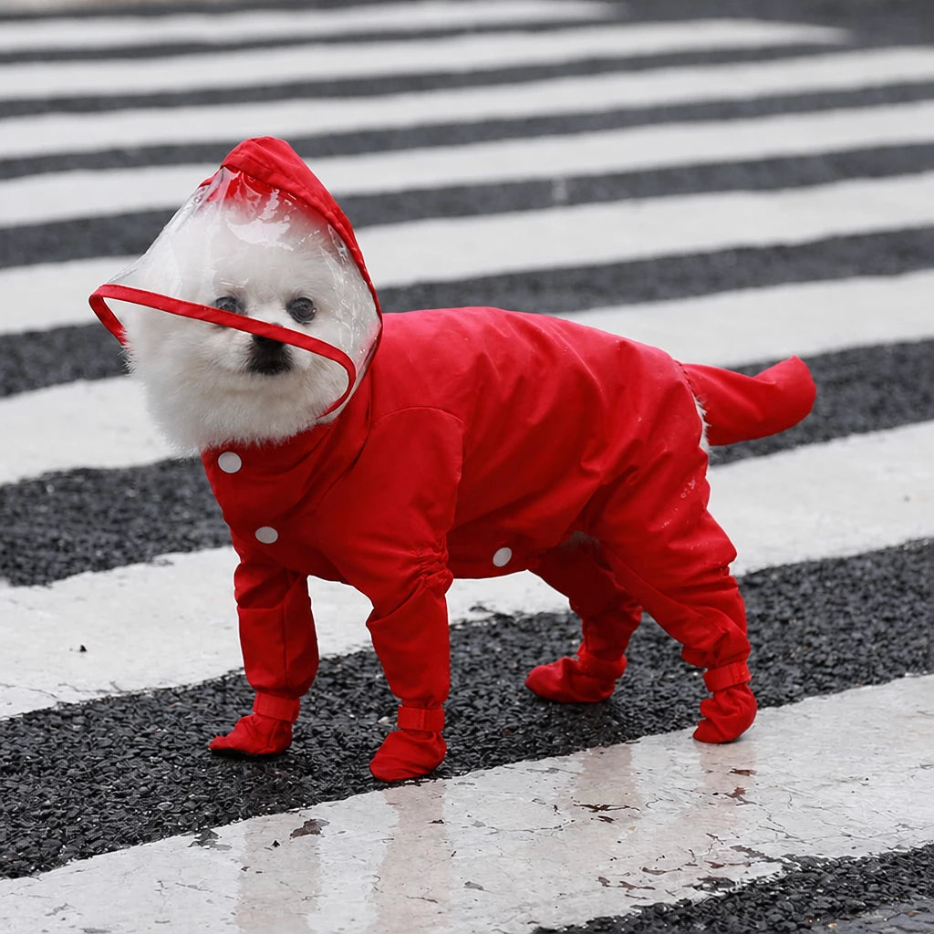 Waterproof Full-Coverage Raincoat with Leg Coverage for Small Dogs