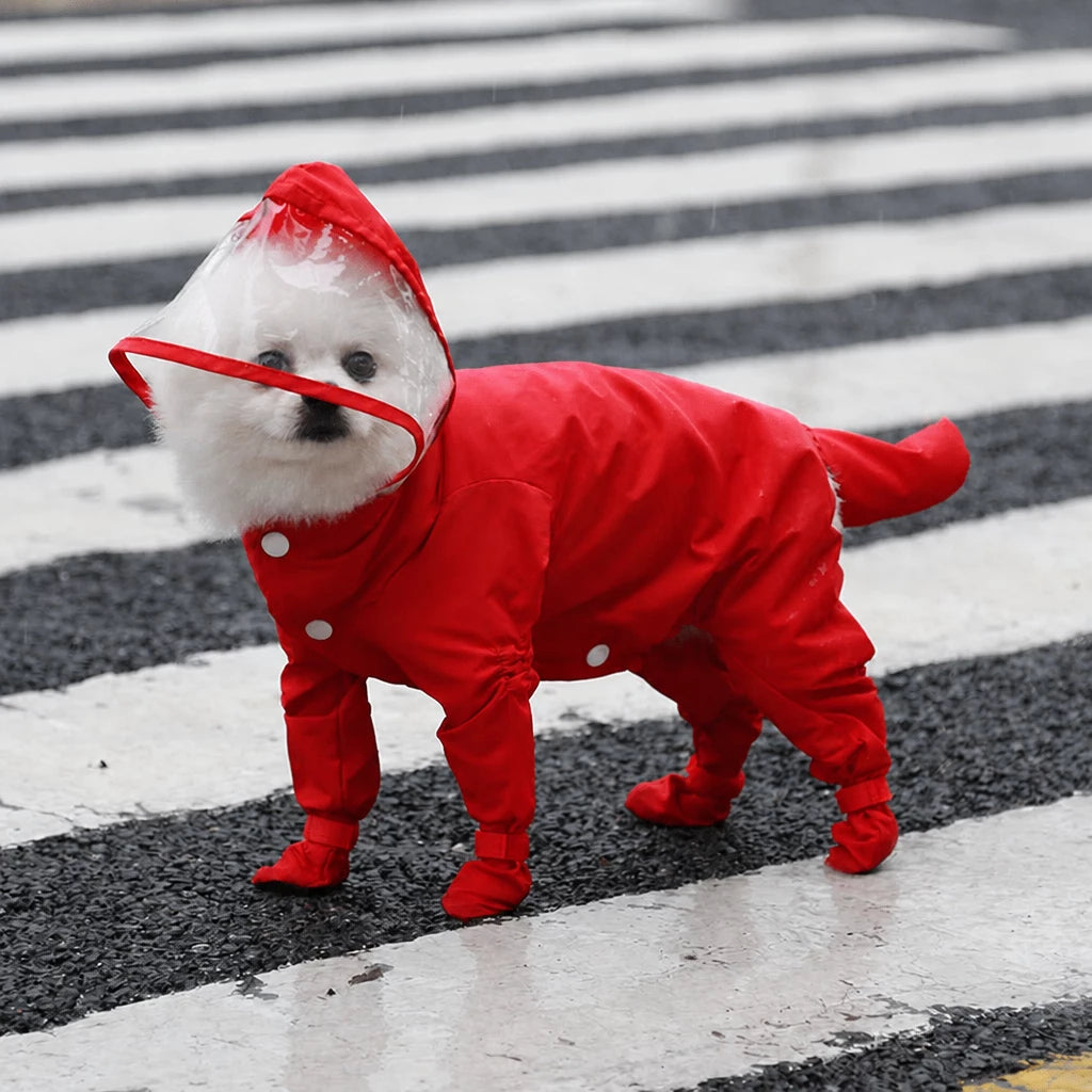 Waterproof Full-Coverage Raincoat with Leg Coverage for Small Dogs