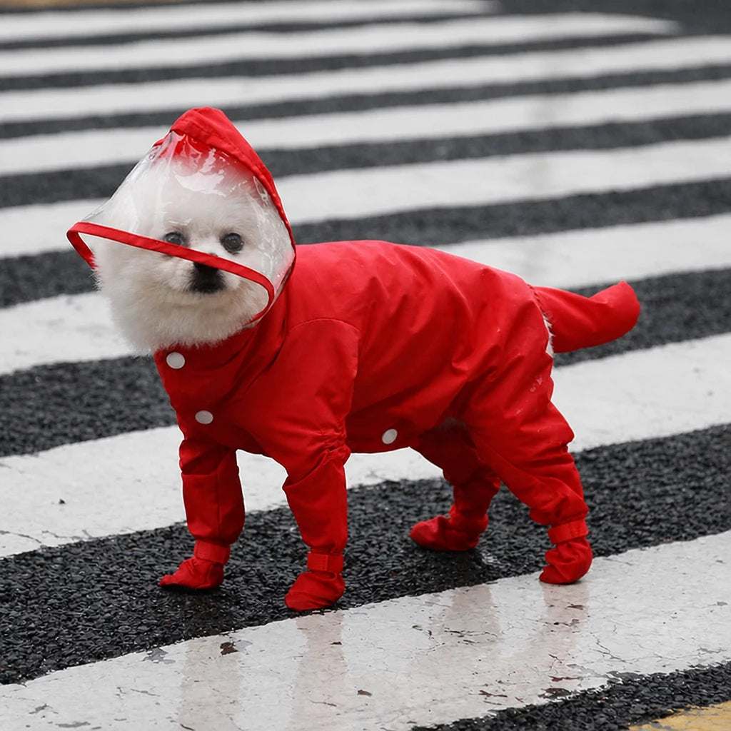 Waterproof Full-Coverage Raincoat with Leg Coverage for Small Dogs