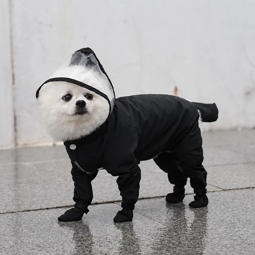 Waterproof Full-Coverage Raincoat with Leg Coverage for Small Dogs