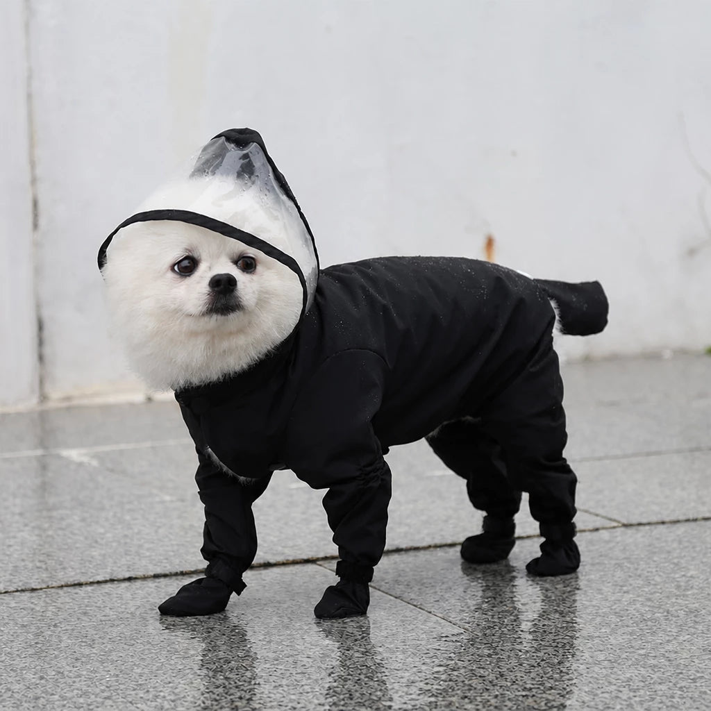 Waterproof Full-Coverage Raincoat with Leg Coverage for Small Dogs