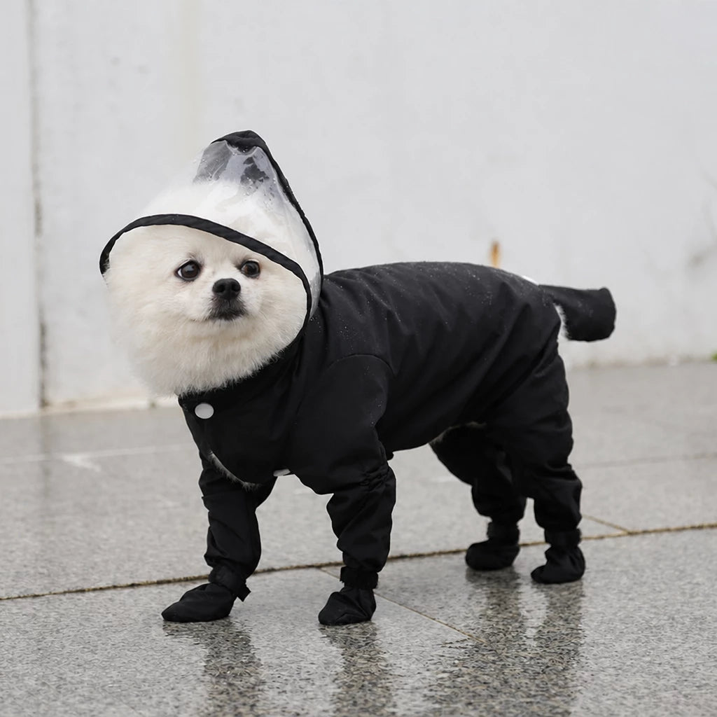 Waterproof Full-Coverage Raincoat with Leg Coverage for Small Dogs