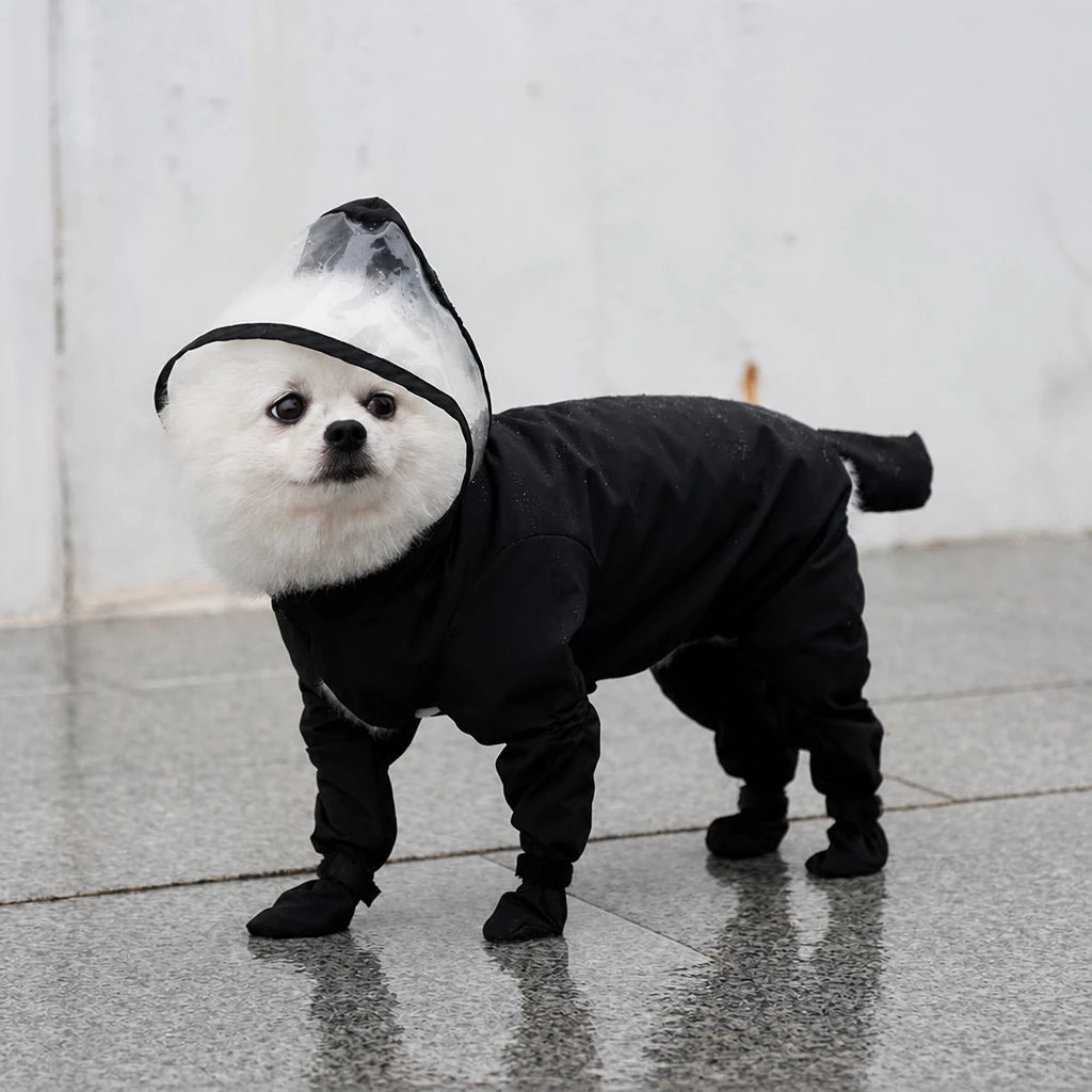 Waterproof Full-Coverage Raincoat with Leg Coverage for Small Dogs