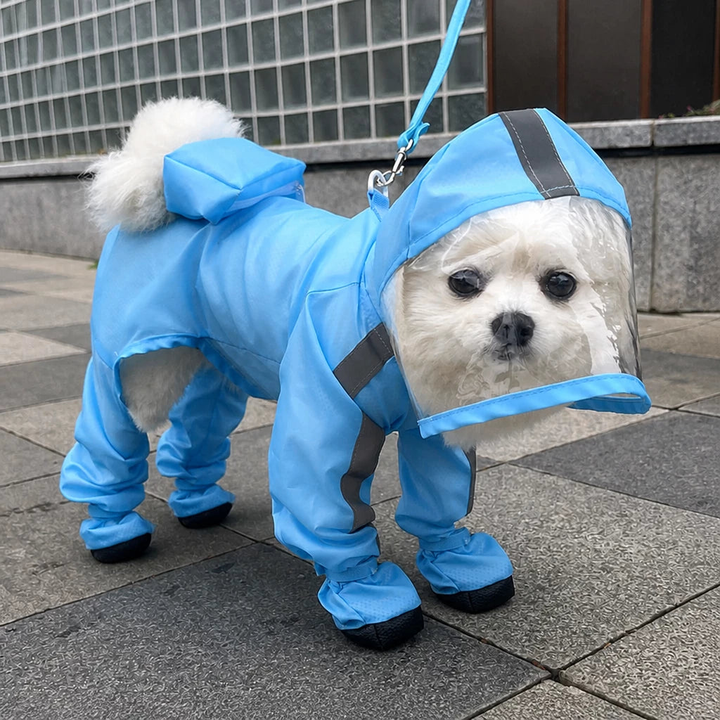 Waterproof Full-Coverage Raincoat with Leg Coverage for Small Dogs