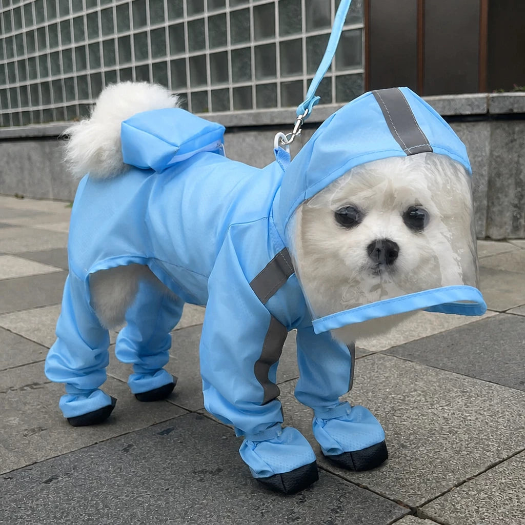 Waterproof Full-Coverage Raincoat with Leg Coverage for Small Dogs