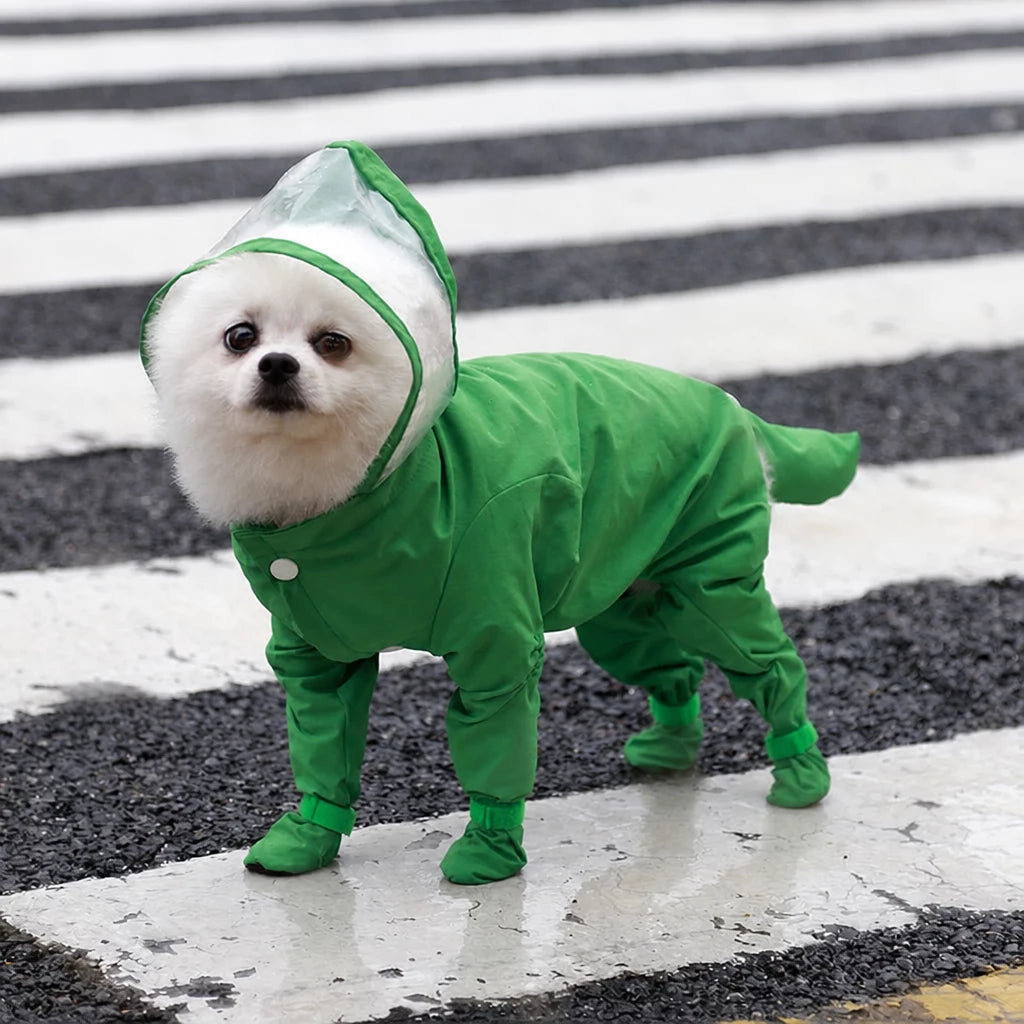 Waterproof Full-Coverage Raincoat with Leg Coverage for Small Dogs