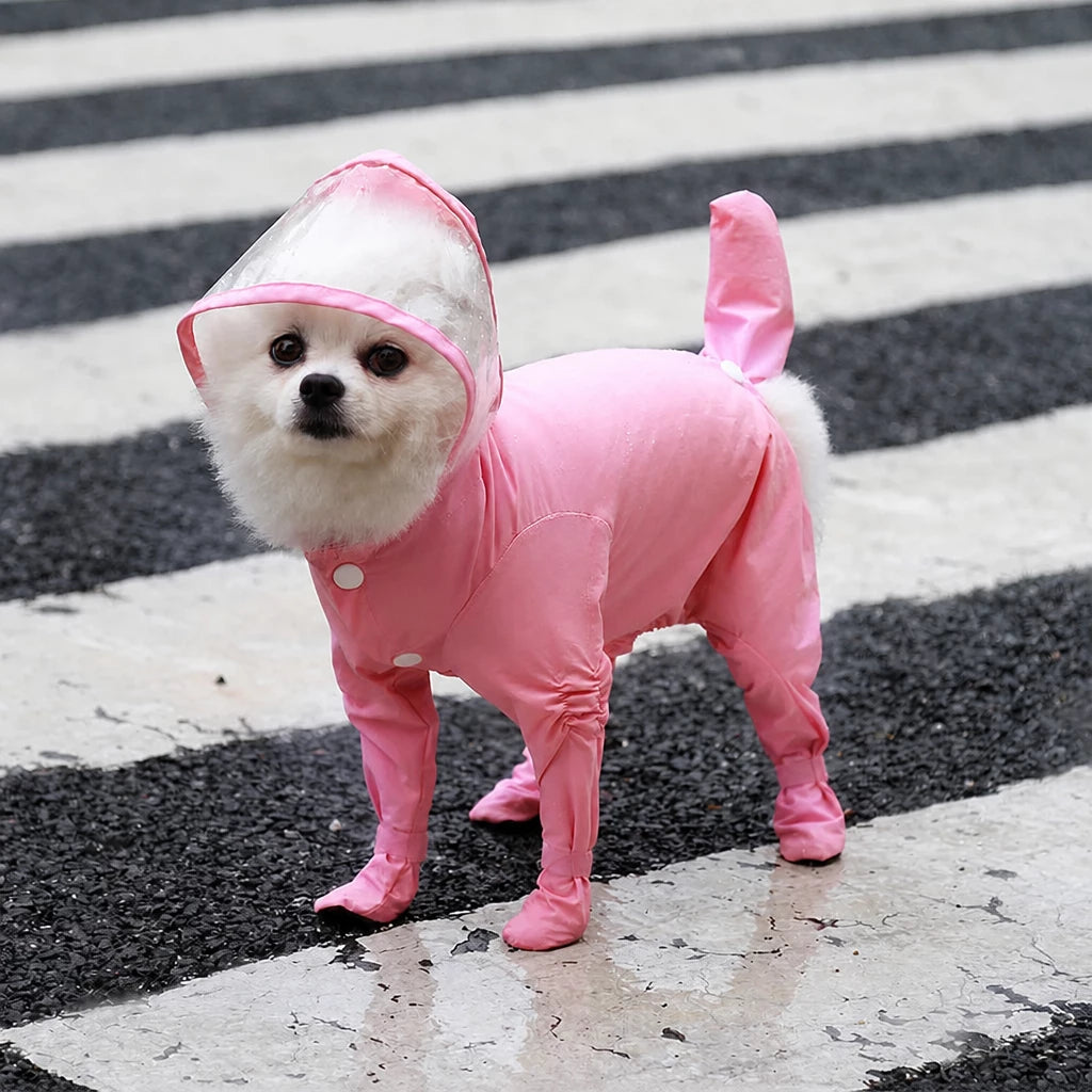 Waterproof Full-Coverage Raincoat with Leg Coverage for Small Dogs