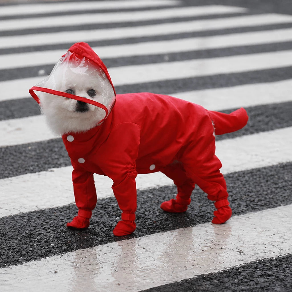 Waterproof Full-Coverage Raincoat with Leg Coverage for Small Dogs