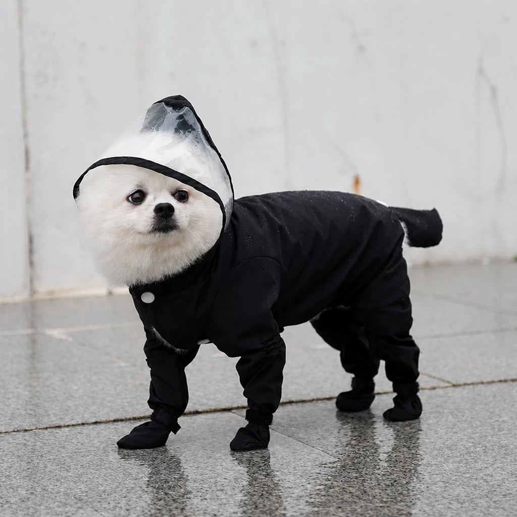 Waterproof Full-Coverage Raincoat with Leg Coverage for Small Dogs