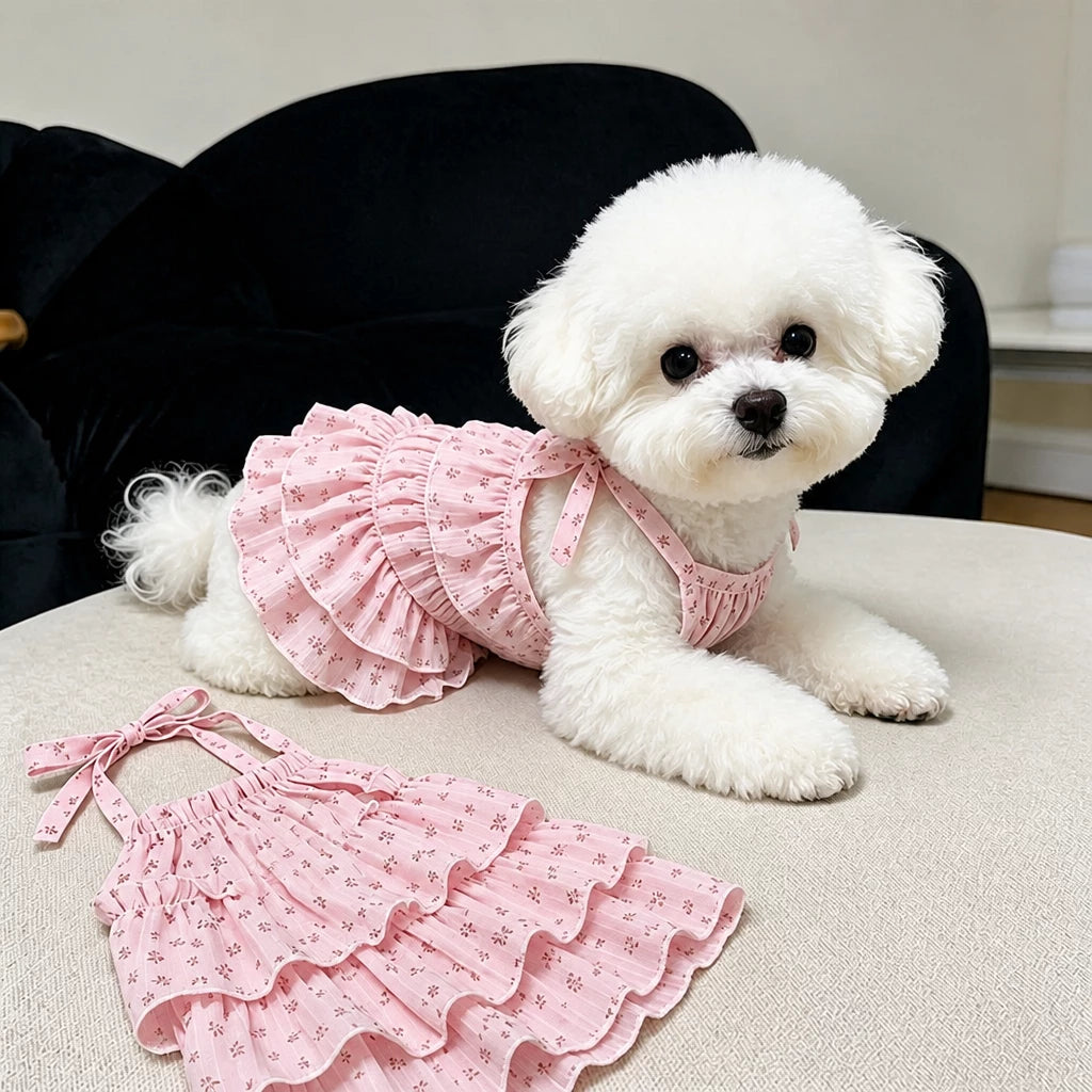 Cotton Pet Dress with Tiered Skirt