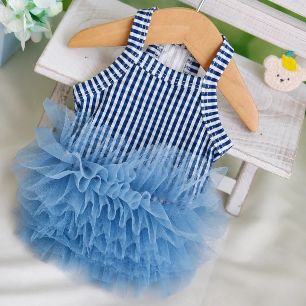 Blue Striped Mesh Dress for Dogs & Cats
