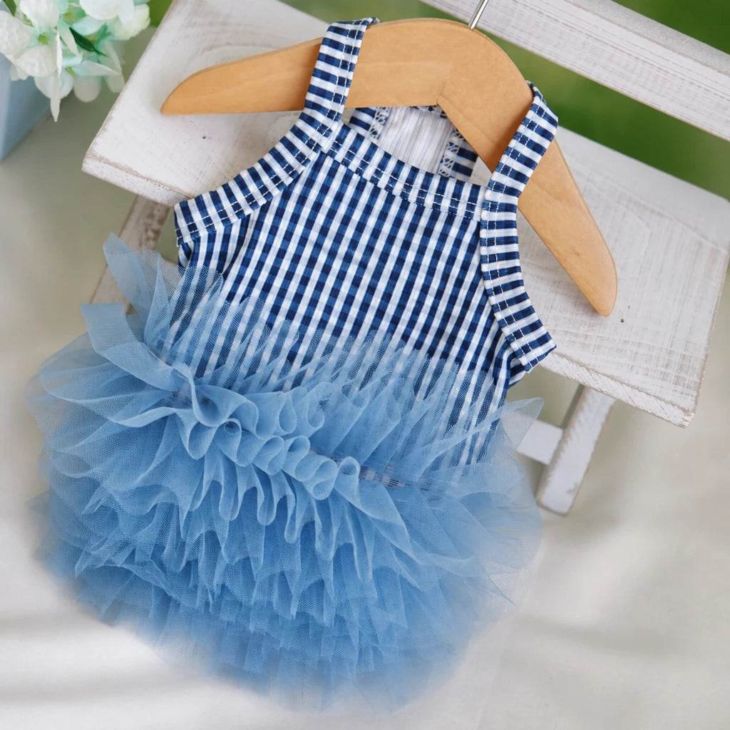 Blue Striped Mesh Dress for Dogs & Cats