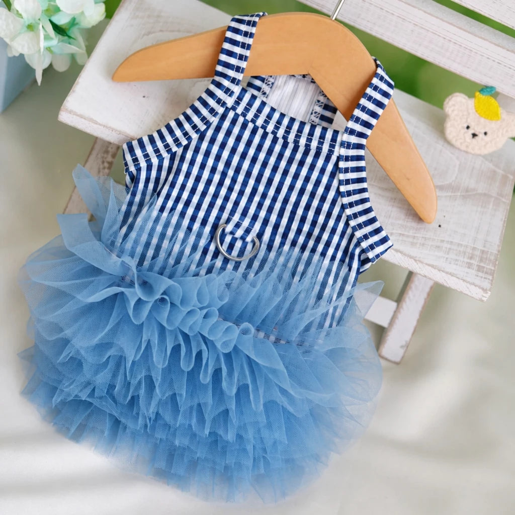 Blue Striped Mesh Dress for Dogs & Cats