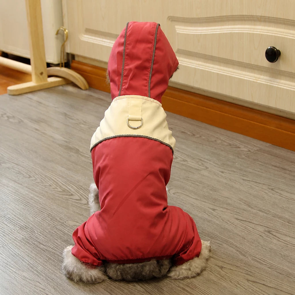 Four-Leg Polyester Dog Raincoat for Rainy-Day Walks