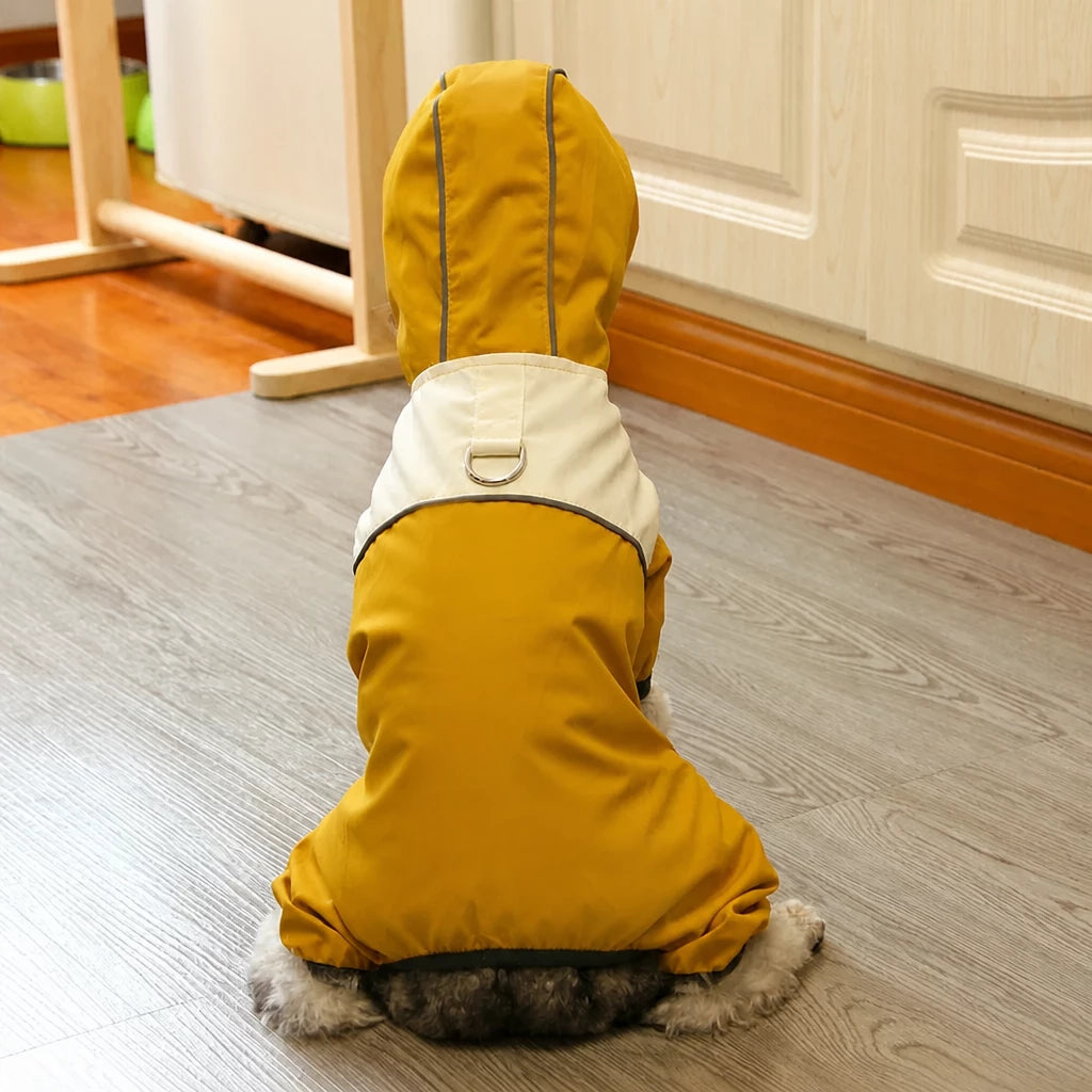 Four-Leg Polyester Dog Raincoat for Rainy-Day Walks