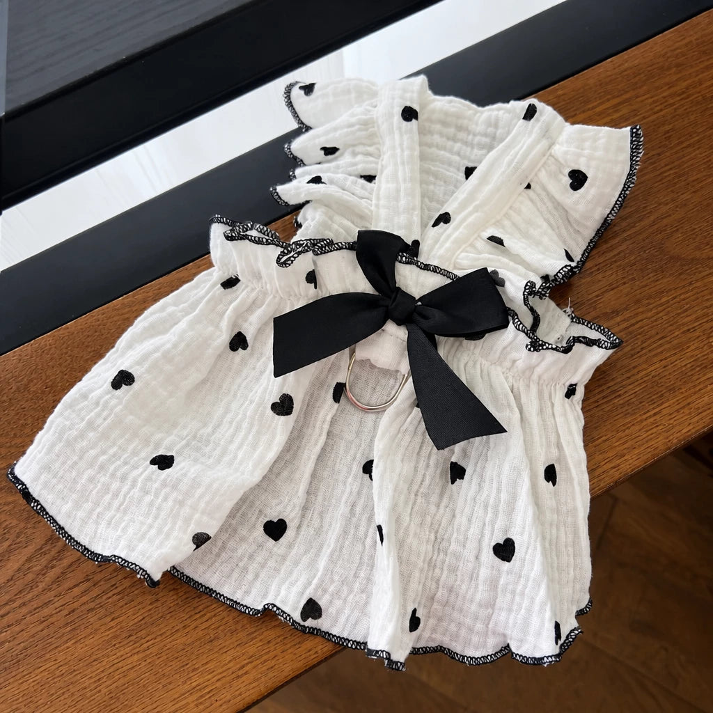 Cotton Bow Dress for Small Dogs and Cats