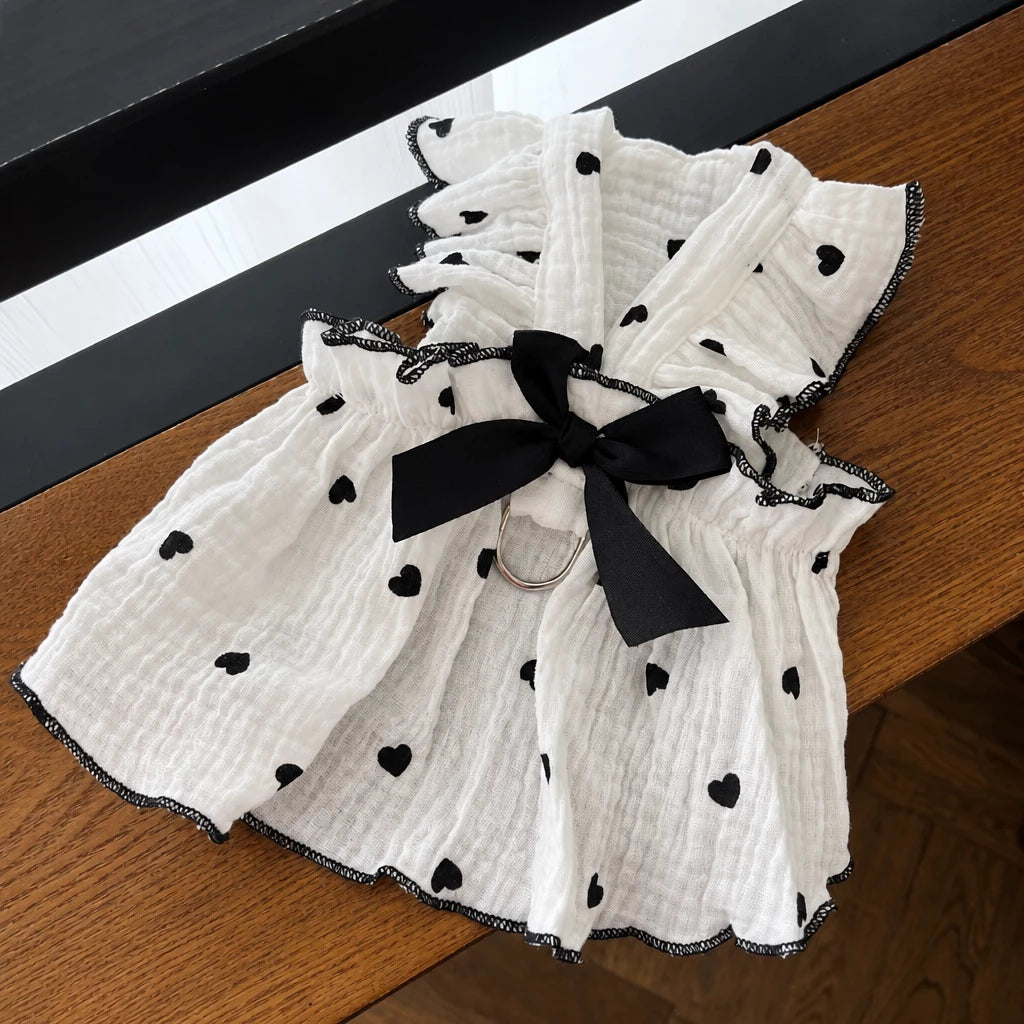 Cotton Bow Dress for Small Dogs and Cats