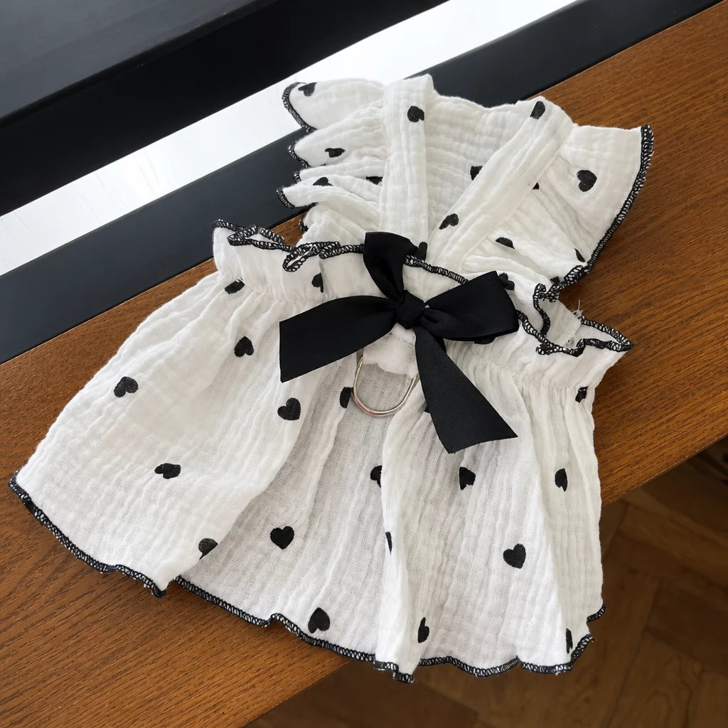 Cotton Bow Dress for Small Dogs and Cats