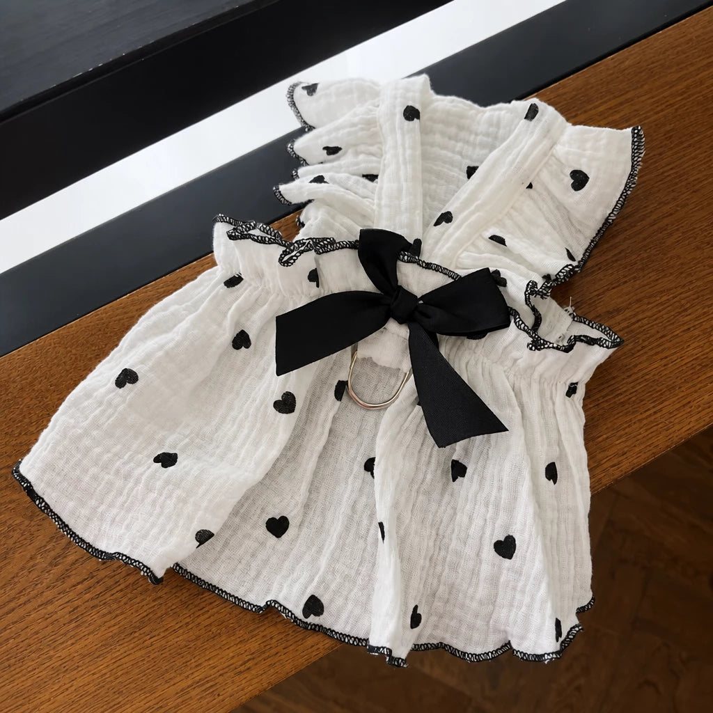 Cotton Bow Dress for Small Dogs and Cats
