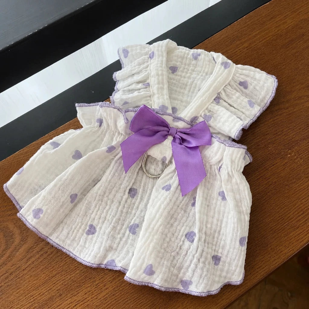 Cotton Bow Dress for Small Dogs and Cats