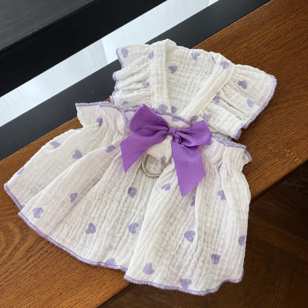 Cotton Bow Dress for Small Dogs and Cats
