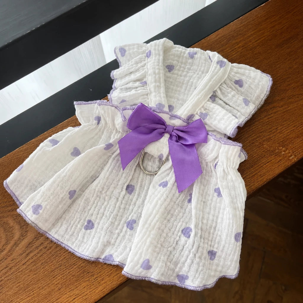 Cotton Bow Dress for Small Dogs and Cats