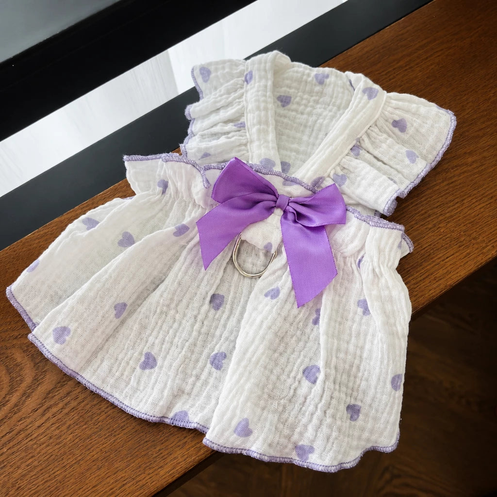 Cotton Bow Dress for Small Dogs and Cats