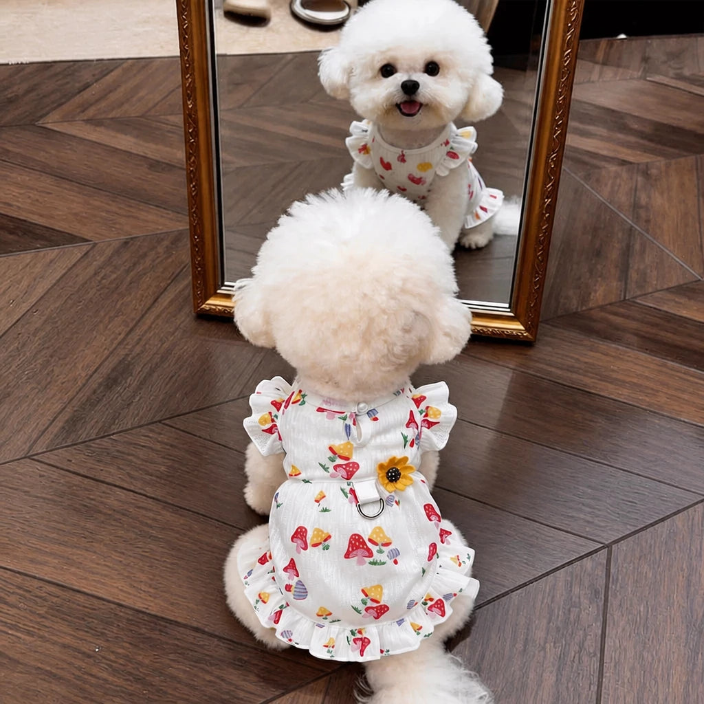 Cotton Bow Dress for Small Dogs and Cats