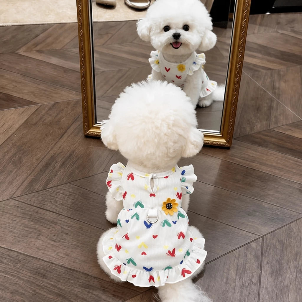 Cotton Bow Dress for Small Dogs and Cats
