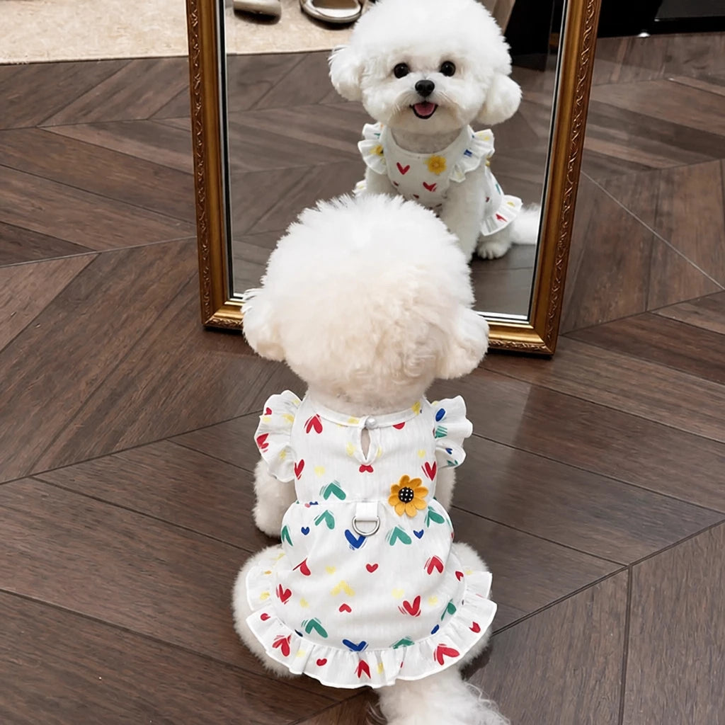 Cotton Bow Dress for Small Dogs and Cats