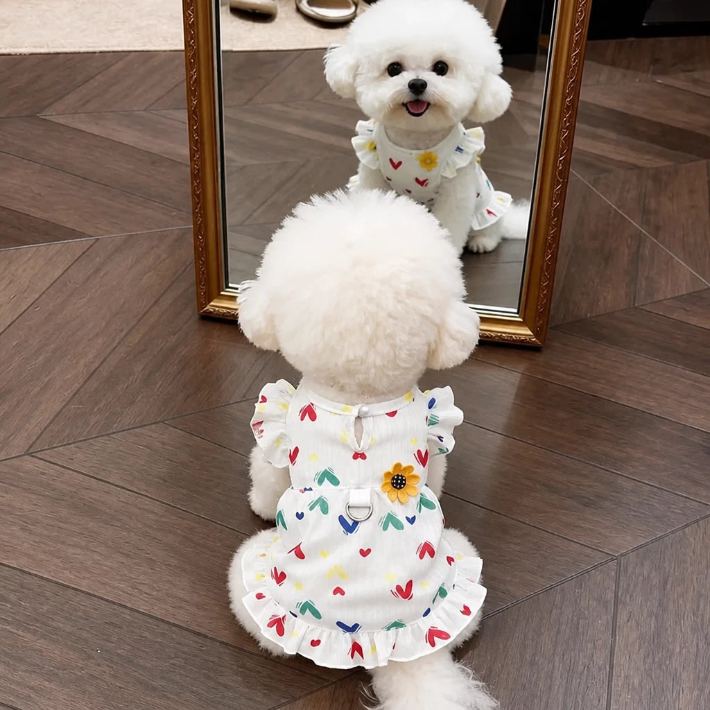Cotton Bow Dress for Small Dogs and Cats